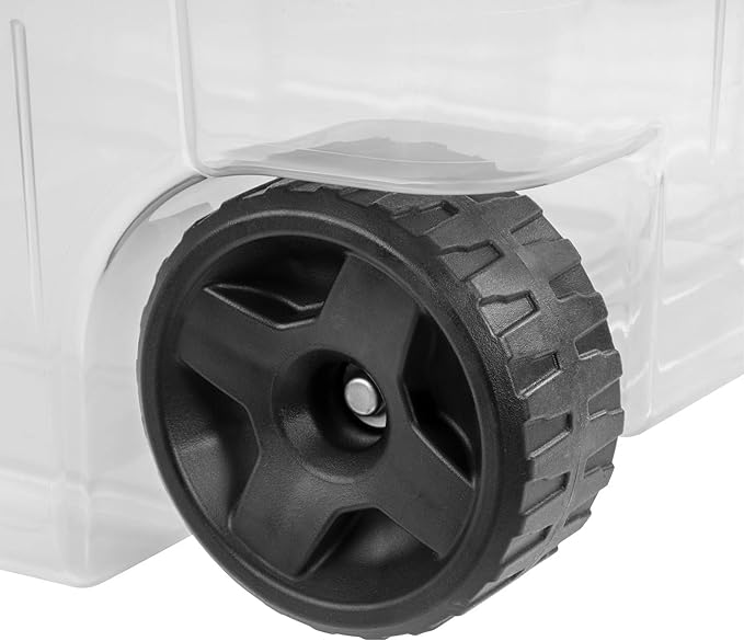 Ratiyae 160 Quart Wheeled Storage Box, Extra Large Durable Clear Plastic Bin, Latch Lid, Lt Green, 2 Count