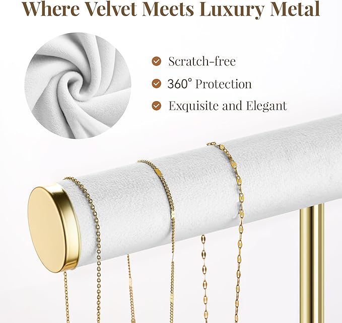 bussdis 3 Tier Bracelet Holder Display - Detachable T Bar White Velvet Bracelet Holder, Jewelry Holder Organizer for Bracelet, Necklace, Earrings, Rings
