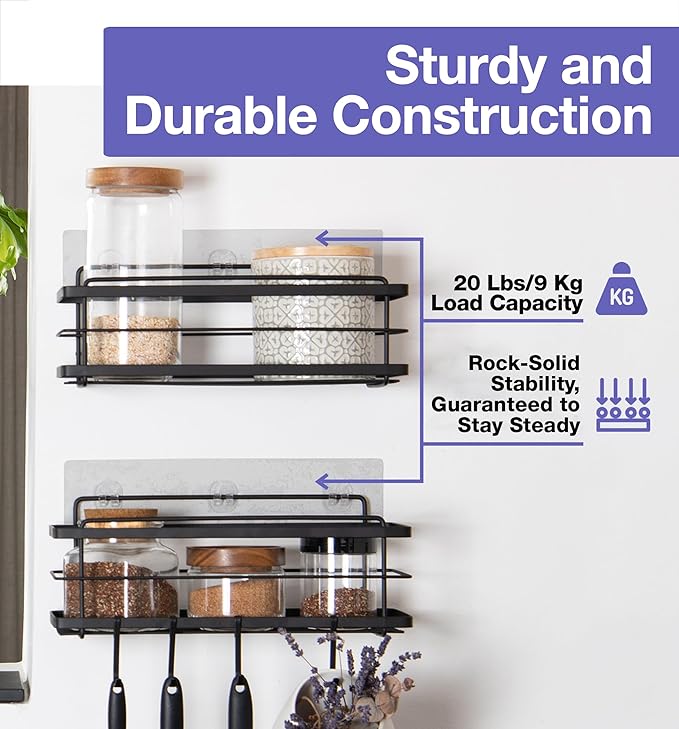 KINCMAX 2-Pack Strong Sticky Waterproof Heavy-Duty Wall Adhesives, Shower Caddy Adhesive Replacement Stickers, No-Trace Wall Adhesives Hook Strip for Shower Caddy, Kitchen Racks, Bathroom Shelf