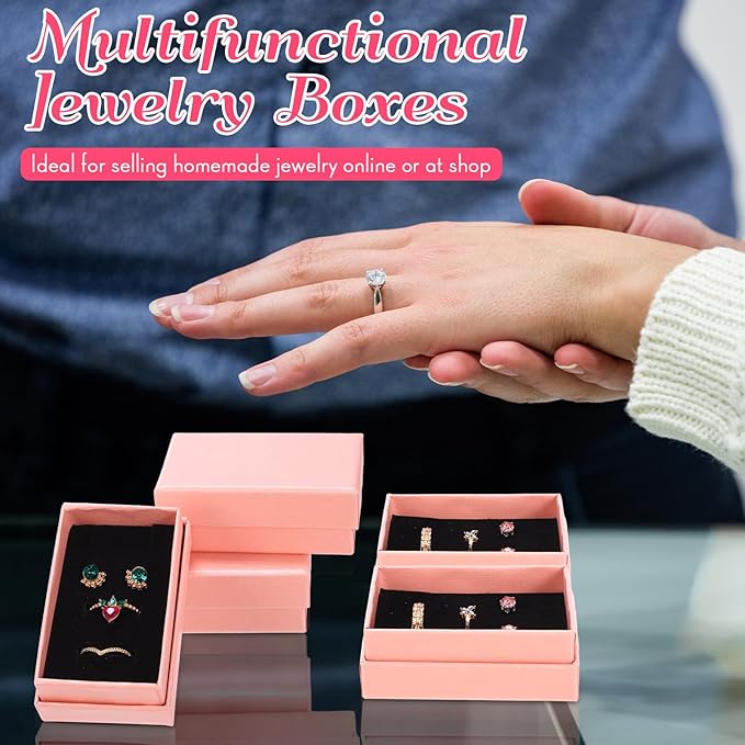 Batiyeer 36 Pcs Cardboard Jewelry Gift Boxes Jewelry Boxes Packaging Small Earring Gift Box with Lids for Necklace Ring Bracelet Party