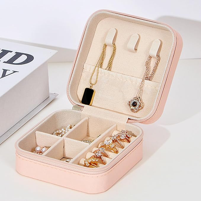Travel Jewelry Case 2 Pack Mini Travel jewelry Box Portable Organizer Women Girls Gift Box for Rings Earrings Necklaces Bracelets