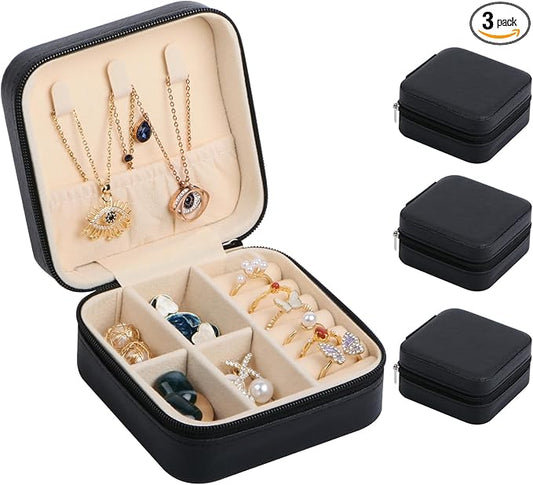 17Dec 3-Pack Small Travel Jewelry Case Organizer,Mini Travel Essentials for Women,Bridesmaid Gifts Birthday Gifts for Women,Small Jewelry Box for Girls 8-12