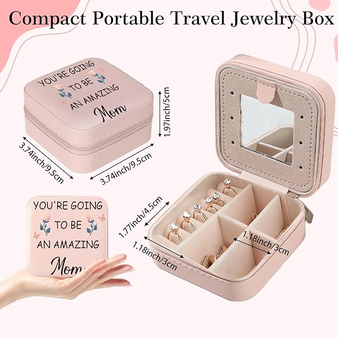 New Mom Jewelry Box 1st Mothers Day Valentines Gifts for New Mom First Time Mother Pregnancy Congratulations Gender Reveal Baby Shower Gifts for Expecting Moms Soon to Be Mommy Jewelry Case