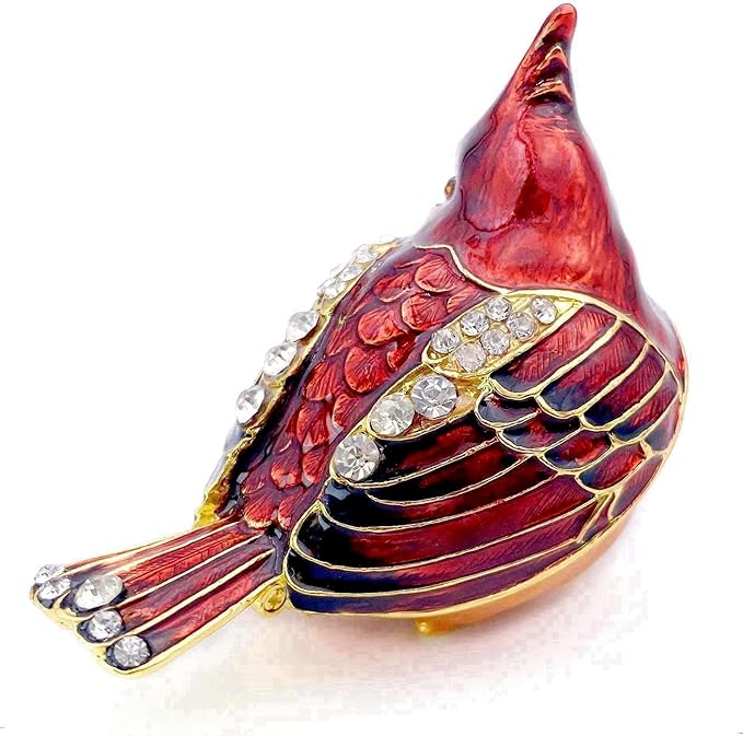 Elegant Cardinal Bird Jewelry Trinket Boxes Hinged .Keepsake Ring Box Necklace Earrings Organizer.Cardinals Gifts for Women Bird Figurines Home Decor.