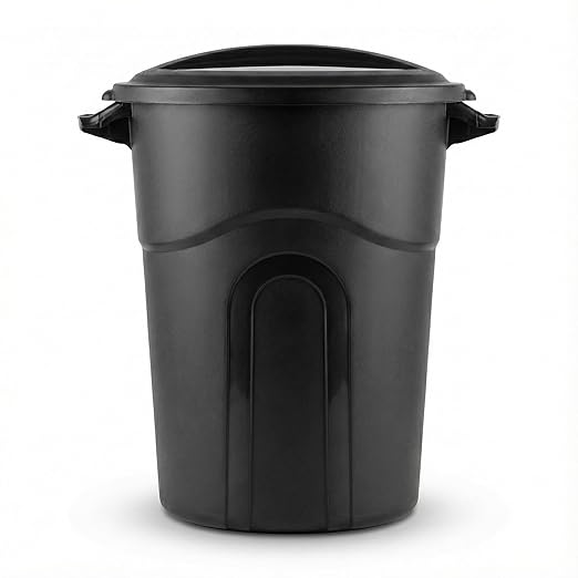 20 Gallon Heavy Duty Trash Can with Secure Click-Lock Lid – Durable All-Weather Plastic Garbage Bin for Outdoor Patio, Garage, Kitchen & Commercial Use – Black Utility Container