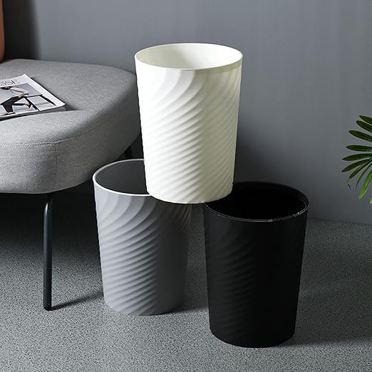 Bathroom Trash Can 1.8 Gallon Small Waste Basket Garbage Can for Dorm Kitchen Toilet Office Bedroom, 2 Pack White