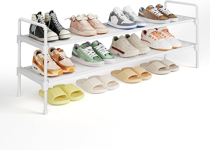 Kitsure Shoe Rack for Closet, Shoe Organizer for Front Door Entrance, Stackable Shoe Shelf, Detachable Closet Organizers and Storage, 36.1" Wide - 2 Tiers, White