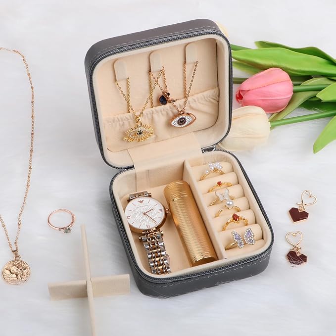 17Dec 6-Pack Small Travel Jewelry Case Organizer,Mini Travel Essentials for Women,Bridesmaid Gifts Birthday Gifts for Women,Small Jewelry Box for Girls 8-12