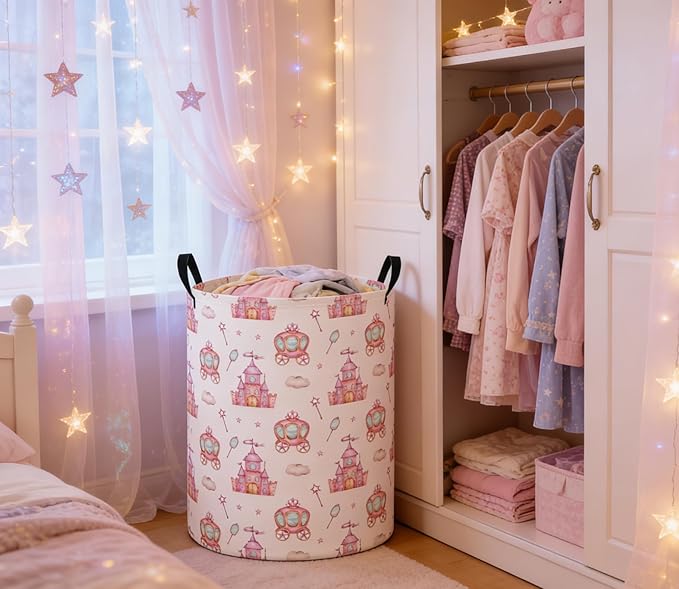 Baby Laundry Basket Baby Nursery Hamper Kids Laundry Basket Toy Storage Bin for Boys Room Decor Gift Baskets for Bedroom Bathroom(Castle)