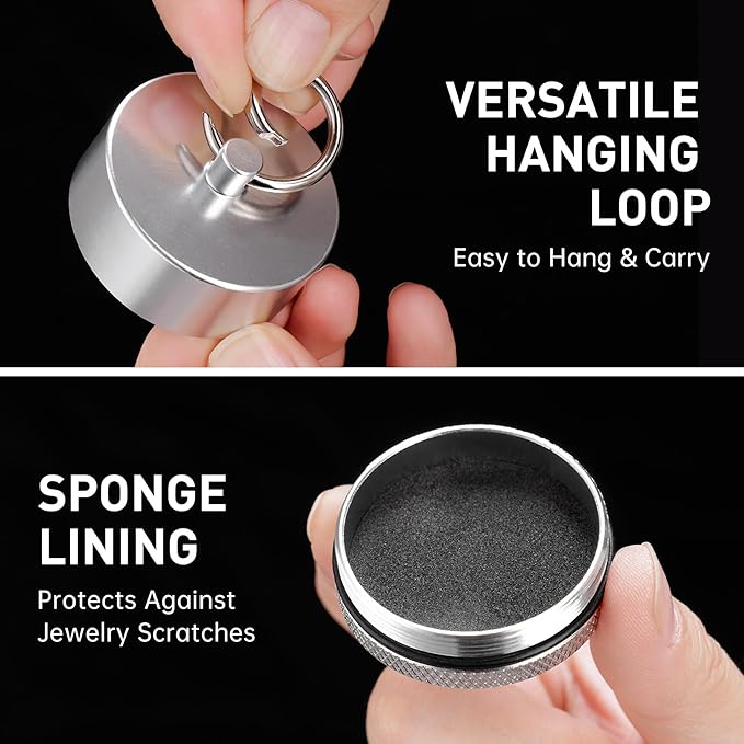 Aluminum Mini Traveling Jewelry Holder Storage with Easy-Access Clasp, Compact Safe Storage for Rings, Necklaces, Earrings - Convenient for Traveling, Removable Soft Pads for Pills