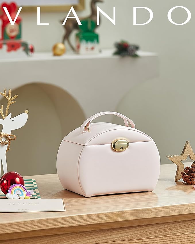 VLANDO Kids Musical Jewelry Box for Girls with Drawer, Music Box with Ballerina and Stickers for Birthday Bedroom Decor, Gifts for Girls Kids Christmas Thanksgiving Gifts 2024 - Light Pink