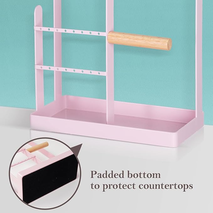 ProCase Cute Jewelry Stand, Aesthetic Jewelry Organizer for Dresser Vanity, Jewelry Holder Display for Necklaces Earrings, Gifts for Teen Girls Women, Bedroom Dorm Decor -Medium, Pink