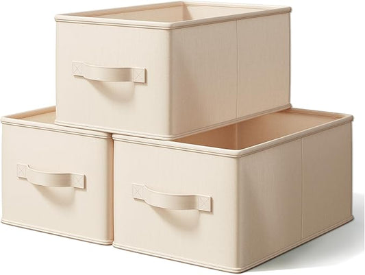 LayerSpace Storage Bins, Fabric Satin Storage Baskets for Shelves, 11.5" L*8.75" W*6.5" H Collapsible Storage Bins with Handles for clothes, Closet Baskets and Bins with Handles, Blush Pink, 3-Pack