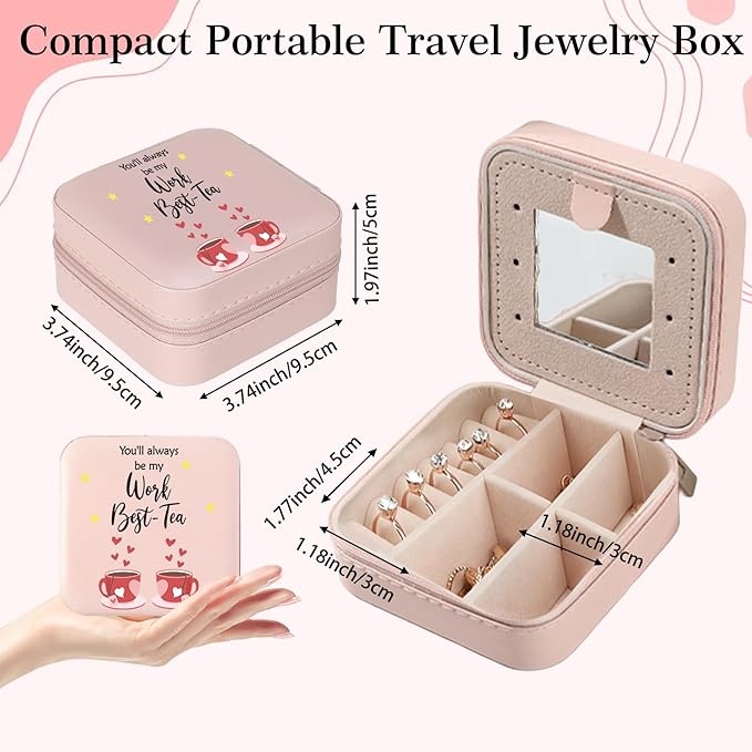 Cute Work Bestie Jewelry Box Gifts for Coworker Friends Birthday Valentines Mothers Day Christmas Thank You Gift for Coworker Bestie Best Friend You'll Always Be My Work Best-Tea Jewelry Case