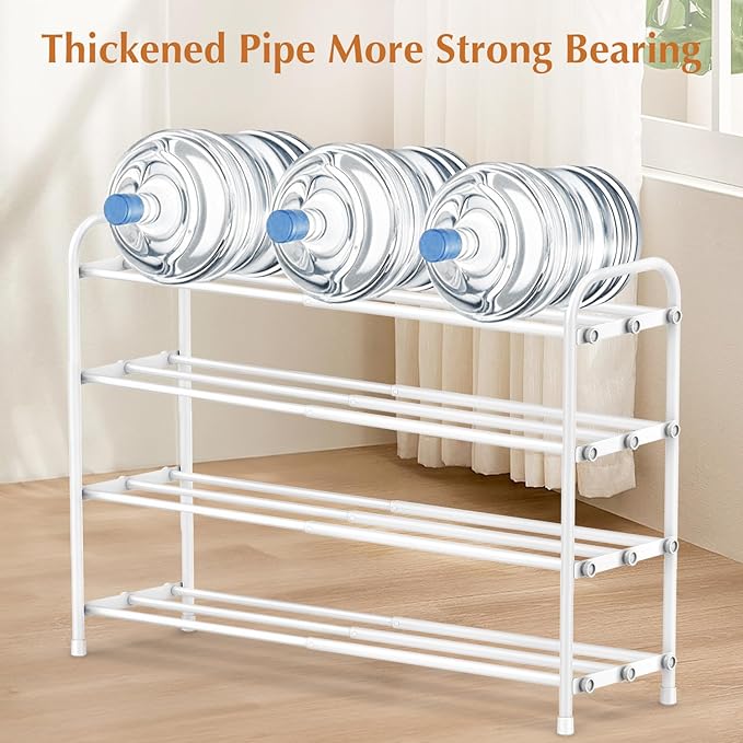 INSMART 4-Tier Expandable Shoe Rack, Stackable and Adjustable Shoes Organizer Storage Shelf, Sturdy and Durable Metal Structure Free Standing Shoe Rack for Closet Entryway Doorway, White