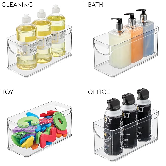 iDesign Recycled Plastic Cabinet and Pantry Storage Bin with Integrated Handles – 10” x 4.25” x 5”, Clear Bin