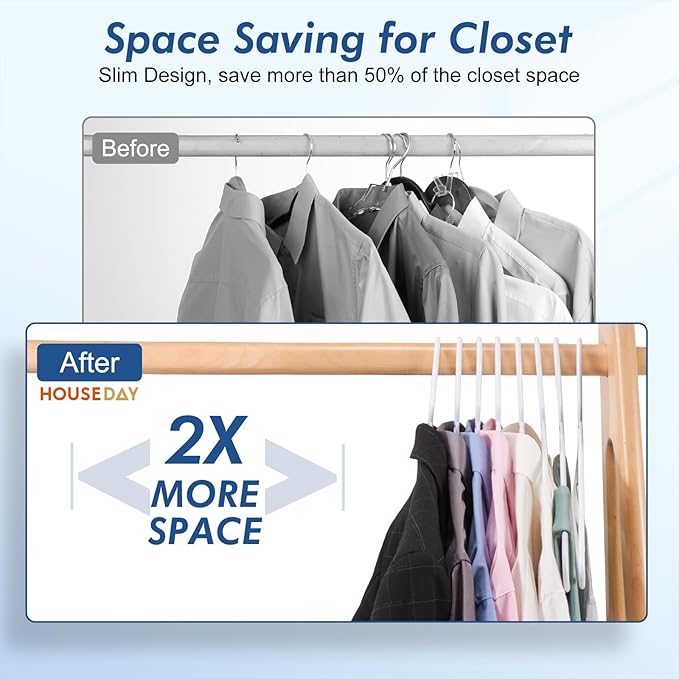 HOUSE DAY 1000 Pack Plastic Clothes Hangers, Commercial Bulk Shipment for Business, Sturdy Durable Notched Hangers Ideal for Retail Dry Cleaners Warehouses, Save Cost & Warehouse Space - White