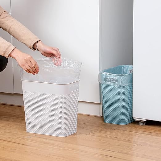 UUJOLY Plastic Small Trash Can Wastebasket, Garbage Container Basket for Bathrooms, Laundry Room, Kitchens, Offices, Kids Rooms, Dorms, (Blue, 2 Pack/3 gallons)