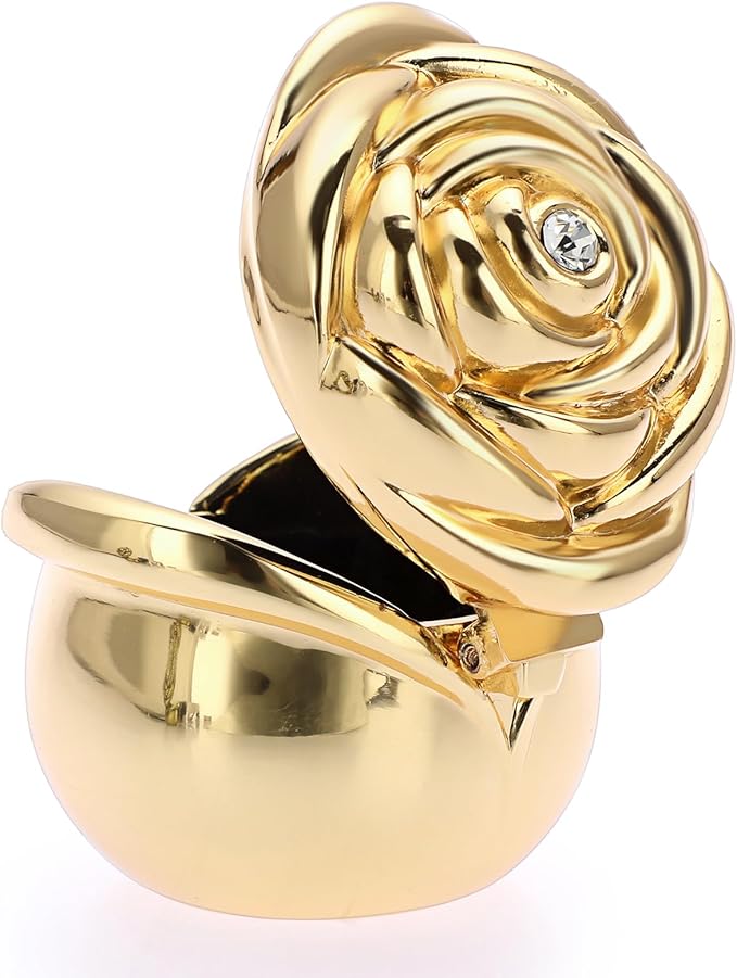 Hipiwe Rose Shape Vintage Jewelry Box - Small Trinket Storage Case Gold Ring Holder Treasure Box Organizer Keepsake Box for Rings Earrings Necklace, Gift for Women