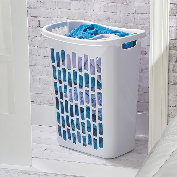 1.8 Bushels Capacity (63.4L) 3-Pack Tall & Slim Open Heavy-Duty Plastic Laundry Hamper with Reinforced Handles for Easy Clothes Transport, Ideal for Closets, Dorm, Laundry Room & Bathroom, White