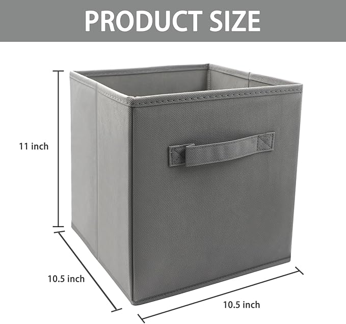 EBIGIC storage bins collapsible storage bins，cube storage organizer （Pack of 3） 10.5*10.5*11inch，For home and office Collapsible Closet Shelf Organizers, Drawer Organizers(Grey)