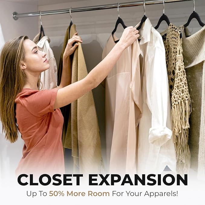 Our Modern Space 30 Pack Velvet Hanger for Shirt Pants Dresses Skirts Suits Jackets - Slim Space Saving Design - Standard Coat Hanger - Sturdy & Durable Design with Shoulder Grooves Hook