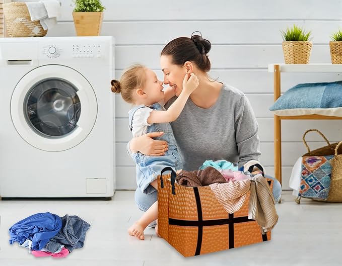 Rectangular Basketballs Baskets Gift Basket Empty Kids Storage Bins Baby Boy Basket Kids Toy Storage Bin Organizer Box Basketball Room Decor for Home(Basketball)