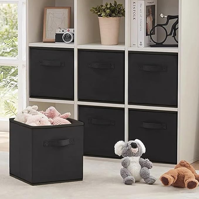 EBIGIC Storage Cubes Collapsible fabric Storage bins,cube storage organizer 10.5 * 10.5 * 11 inch,For home and office Collapsible Closet Shelf Organizers, Drawer Organizers(Black)