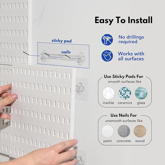 Keepo Peg Board Wall Organizer – Plastic Pegboard Panels, Modular Peg Board Storage System for Home Office, Craft Room, Gaming Setup (Black, 22″×11″)