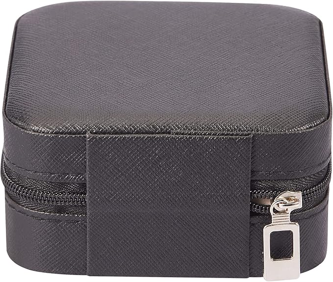 PU Leather Small Jewelry Box, Travel Portable Jewelry Case for Ring, Pendant, Earring, Necklace, Bracelet Organizer Storage Holder Boxes (Black)
