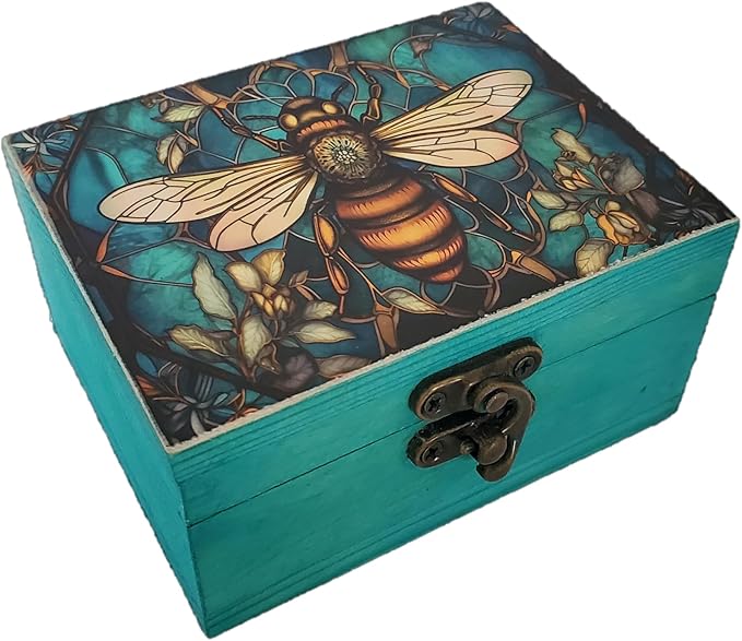 JB&C Premium Bee Trinket Box Small Jewelry Keepsake Box | Earrings Necklace Storage Box for Girls Women | Bee lovers Gift Idea, Animals Ornaments for Home Décor (3BES)