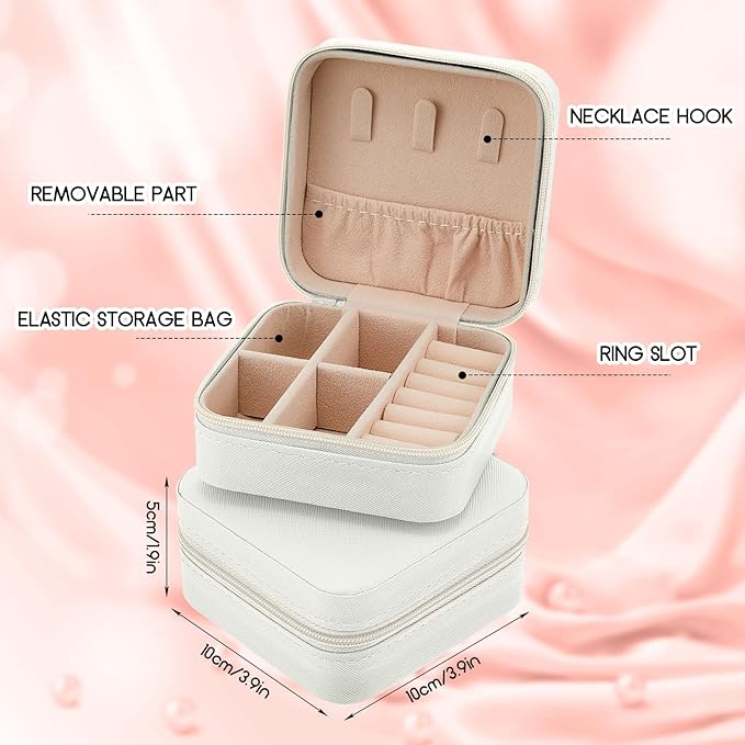 Taiyin Travel Jewelry Case, Bridesmaid Gifts Mini Jewelry Organizer, PU Leather Portable Earring Box for Women Girls