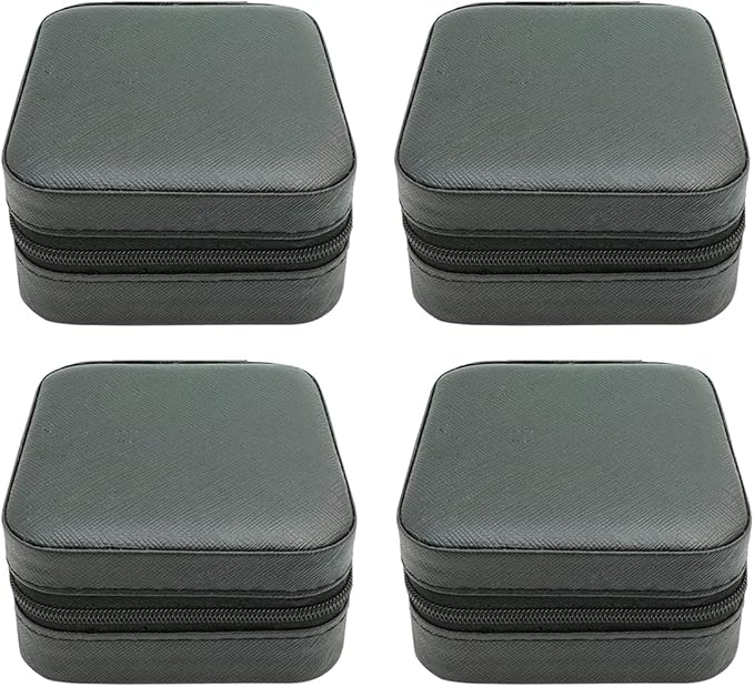 TRODANCE Mini Jewelry Case, Small Travel Jewelry Organizer, Portable Jewelry Box Storage Display Box For Rings, Earrings, Necklaces (Black-4pcs)