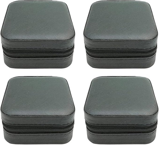 TRODANCE Mini Jewelry Case, Small Travel Jewelry Organizer, Portable Jewelry Box Storage Display Box For Rings, Earrings, Necklaces (Black-4pcs)