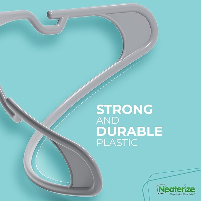 NEATERIZE Clothes Hangers Plastic 20 Pack for Adults - Plastic Hangers, The Perfect Coat Hanger and Space Saving Clothes Hangers for Closet, Percheros Ganchos para Colgar Ropa Hangars - Blue Hangers