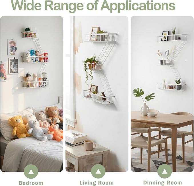 SweetSage Fire Escape Wall Shelf White - Modern New York City Wall Decorative Display Ladder Floating Shelves for Bedroom, Home Decor, Action Figure Display (2.5-Tier)