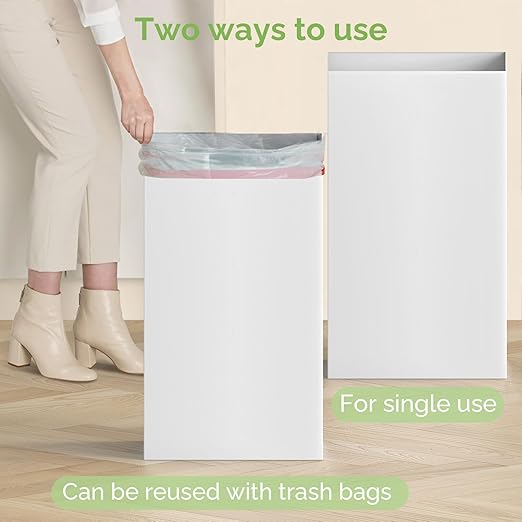 Magicheap Disposable Trash Cans for Parties 16 Pack, 13 Gallon Cardboard Trash Can for Events, Thick Collapsible Garbage Can for Camping - 13.5" L x 10.0" W x 21.7" H, White