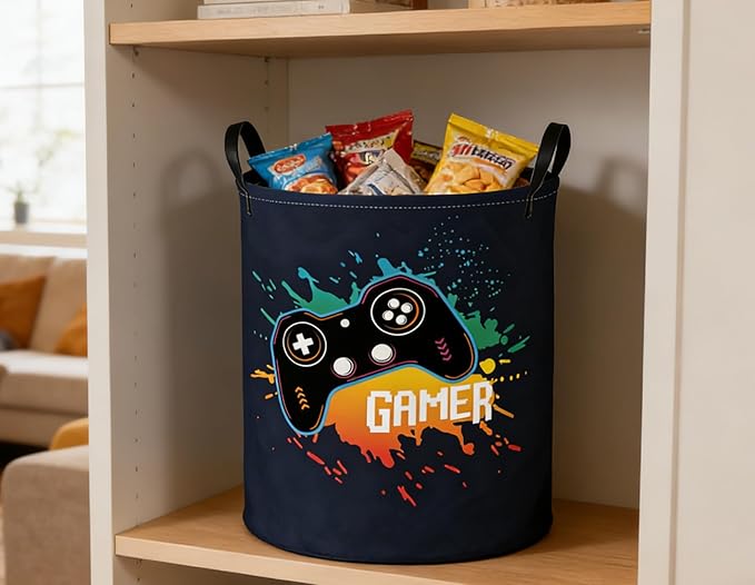 Kids Laundry Basket Game Hamper for Nursery Boys Hamper Cute Kids Storage Bin Room Decor for Home(Game)