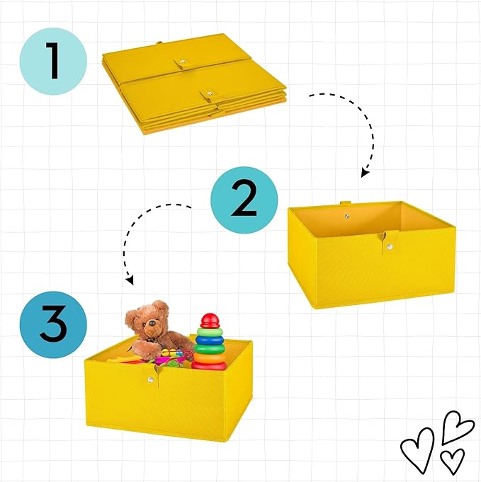 RiverRidge Kids 6pc Folding Storage Bins Set - 10.5”W x 5”H Fabric Boxes with Handles for Closet Organizer & Storage - Olive Cube Storage Organizer for Toys, Clothes & Crafts - Fits RiverRidge Shelves