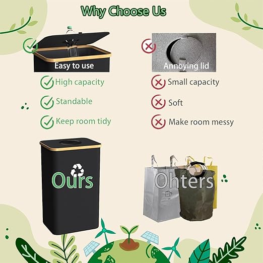 Recycling Bin for Kitchen Indoor Home, Large 100L/ 26 Gallon Recycle Bin with Lid Removeable Reusable Inner Bag Bottle Can Glass Waste Plastice Stickers (Gray, 26 Gallon)