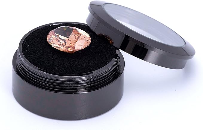 Small Loose Diamond or Gemstone Display Box Case Holder Show Container Metal (Black- 1.3x0.5)