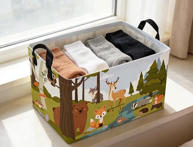 Rectangular Kids Baskets Animal Basket Cute Storage Bins Organizer Box Boys Room Decor for Home.(Green animal)