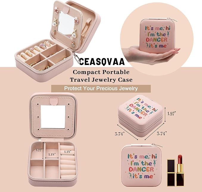 Dancer Dance Gifts Jewelry Box for Women, I'm The Dancer Gifts for Dance Women Friends, Dancer Stuff Accessories Dancing Teammate Small Travel Jewelry Case Organizer for Women