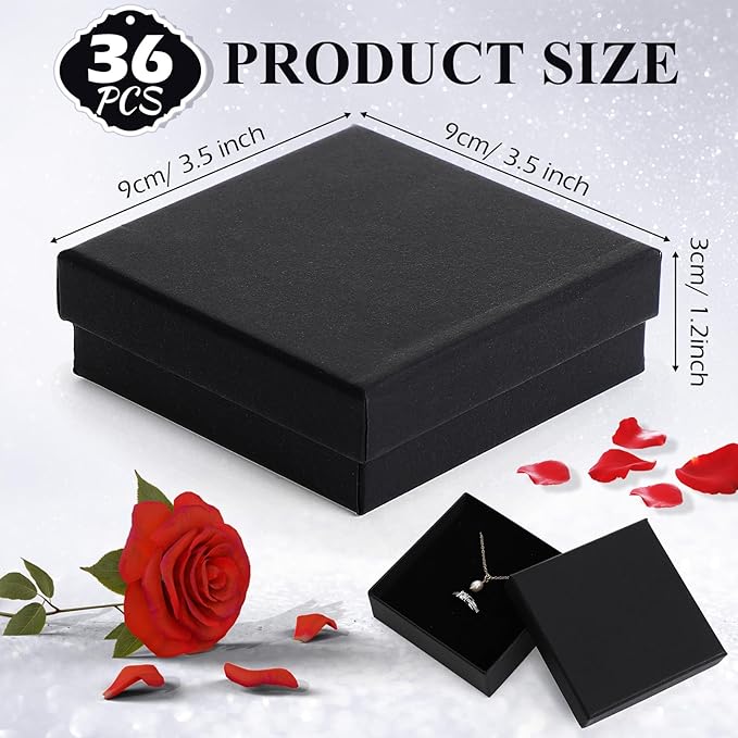 Batiyeer 36 Pcs Cardboard Jewelry Gift Boxes Jewelry Boxes Packaging Small Earring Gift Box with Lids for Necklace Ring Bracelet Party