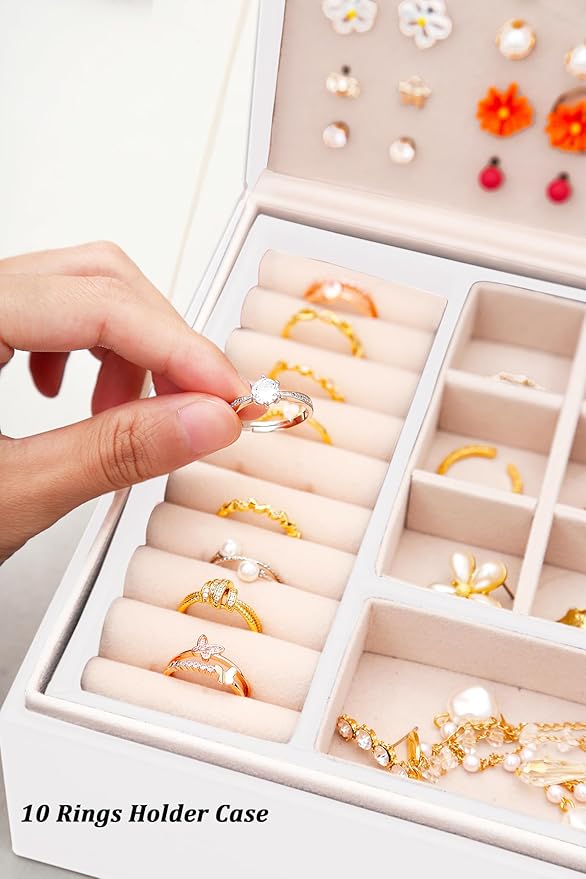 QBestry Jewelry Box for Earrings, Teen Girls Jewelry Organizer Box Earring Holder Organizer for Girls Jewelry Box Stud Earring Organizers for Girls Earrings Jewelry Boxes for Women Bling
