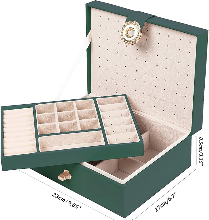 QBestry Womens Earrings Jewelry Box for Girls Jewelry Earring Organizer Box Earring Holder Organizer for Girls Jewelry Organizer Boxes for Women Girls Stud Earrings Organizers Jewelry Box Green
