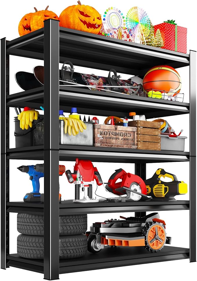 Garage Storage Shelves 5-Tier,Garage Storage System Shelves Adjustable,Storage Shelving for Basement,Pantry,Kitchen,Warehouse (1, 72" H x 39.3" W x 14" D)