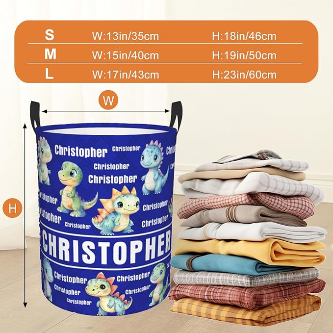 Custom Name Laundry Hamper, Personalized Laundry Basket with Name for Baby Boys Girls, Customized Collapsible Dirty Clothes Hamper Storage with Handles for Bedroom Bathroom Dorm Room Decor