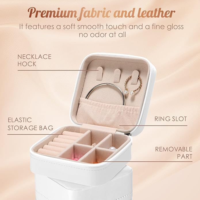 Junkin 8 Pcs Jewelry Travel Case Bulk, Small Jewelry Box Bridesmaid Gifts Jewelrys Box for Women, Portable PU Leather Jewelrys Case Organizer Storage for Rings Earrings Necklaces, 4 Colors