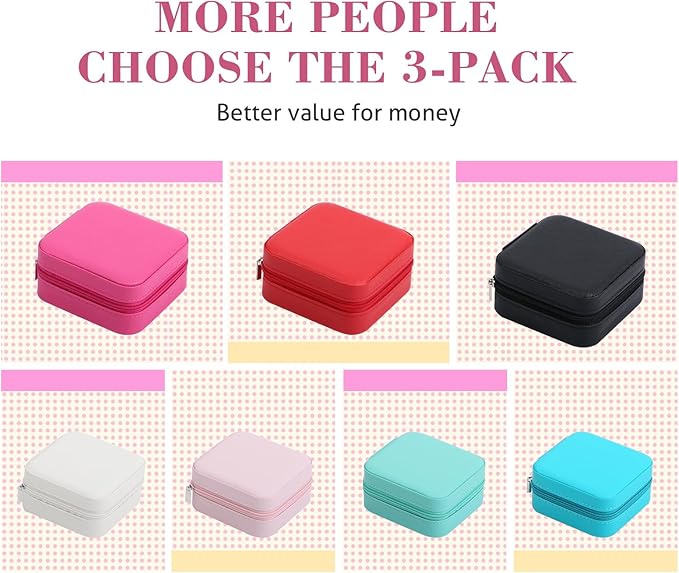 17Dec 3-Pack Small Travel Jewelry Case Organizer,Mini Travel Essentials for Women,Bridesmaid Gifts Birthday Gifts for Women,Small Jewelry Box for Girls 8-12